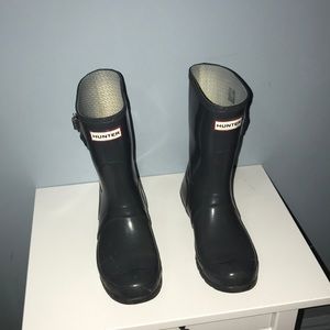 Hunter Rain Boots Grey Short glossy
